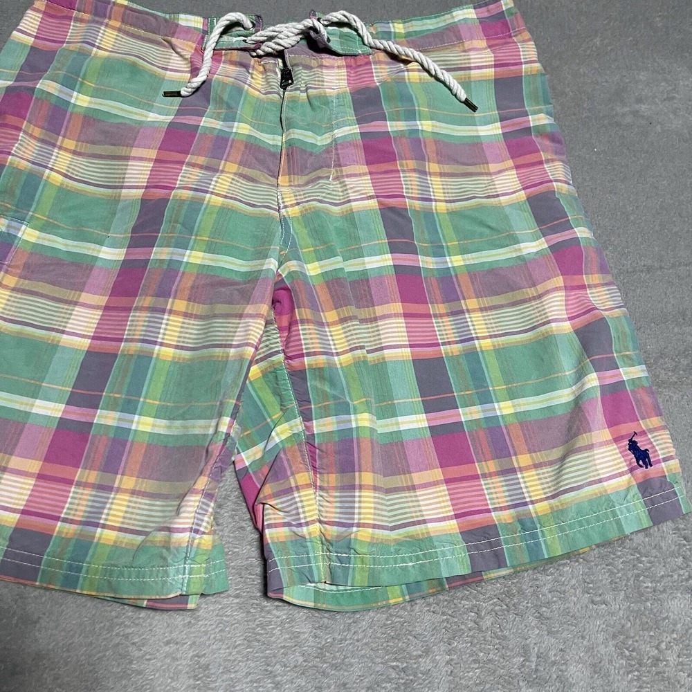 Polo Ralph Lauren Swim Trunks Mens 32 Board Shorts Plaid Colorful Beach‎ Surf - Picture 2 of 8